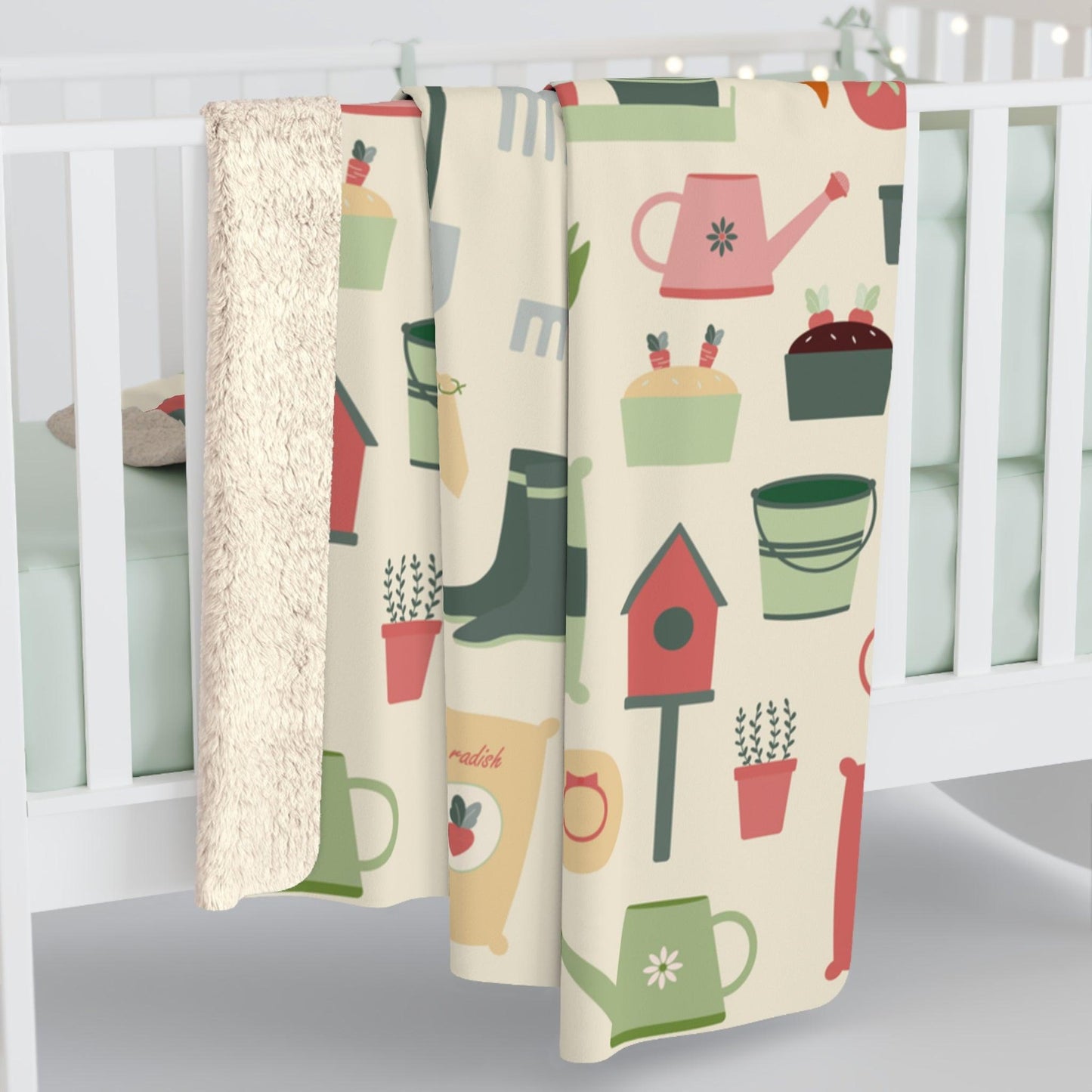 gardeners cute sherpa blanket on crib