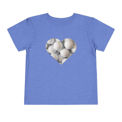 heather Columbia blue golf ball heart toddler t shirt