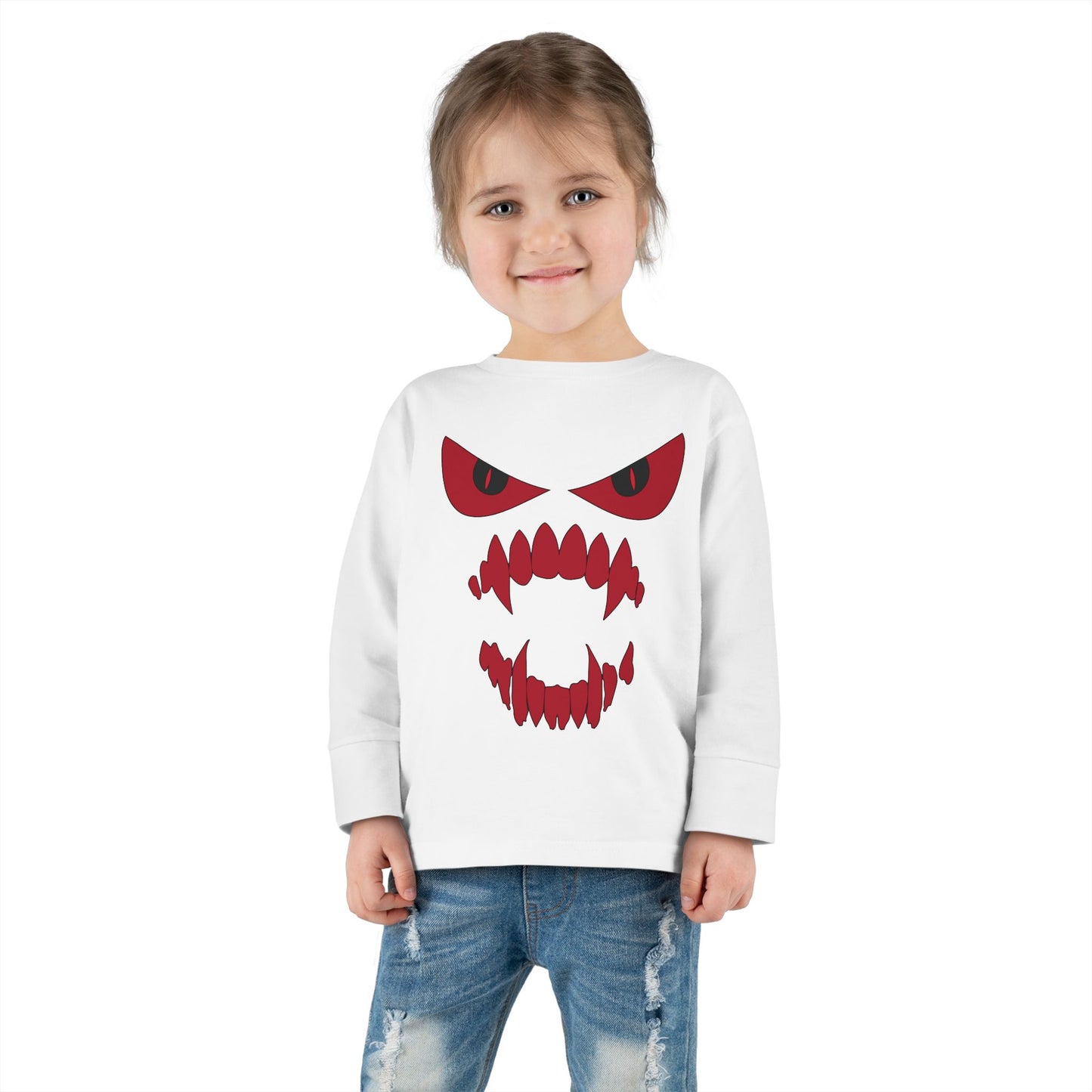 Scary Face Toddler Halloween Long Sleeve Shirt, Toddler Kids Face Shirt, Dracula Face Shirt