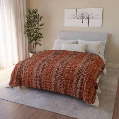 Southwest Native Sherpa Blanket on bed 60x80