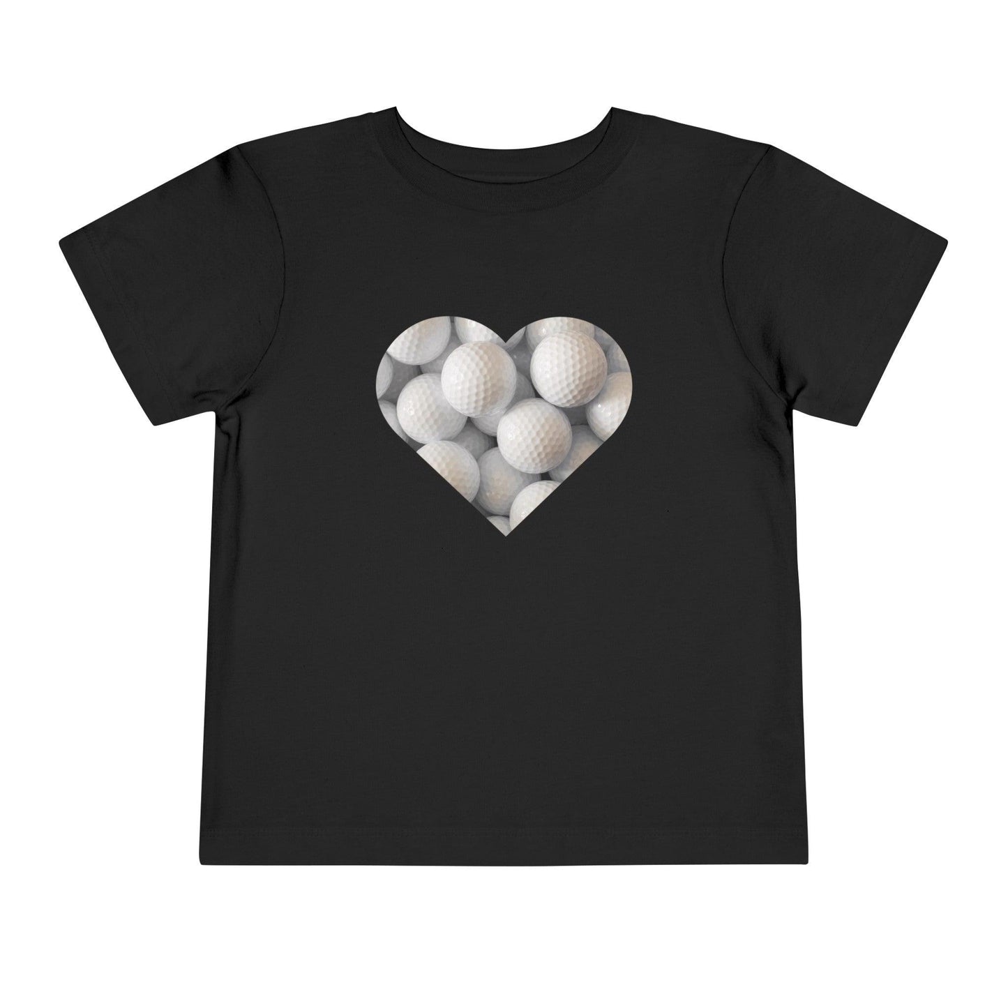 black golf ball heart toddler t shirt