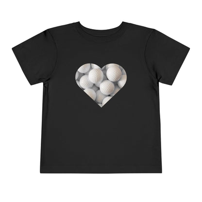 black golf ball heart toddler t shirt