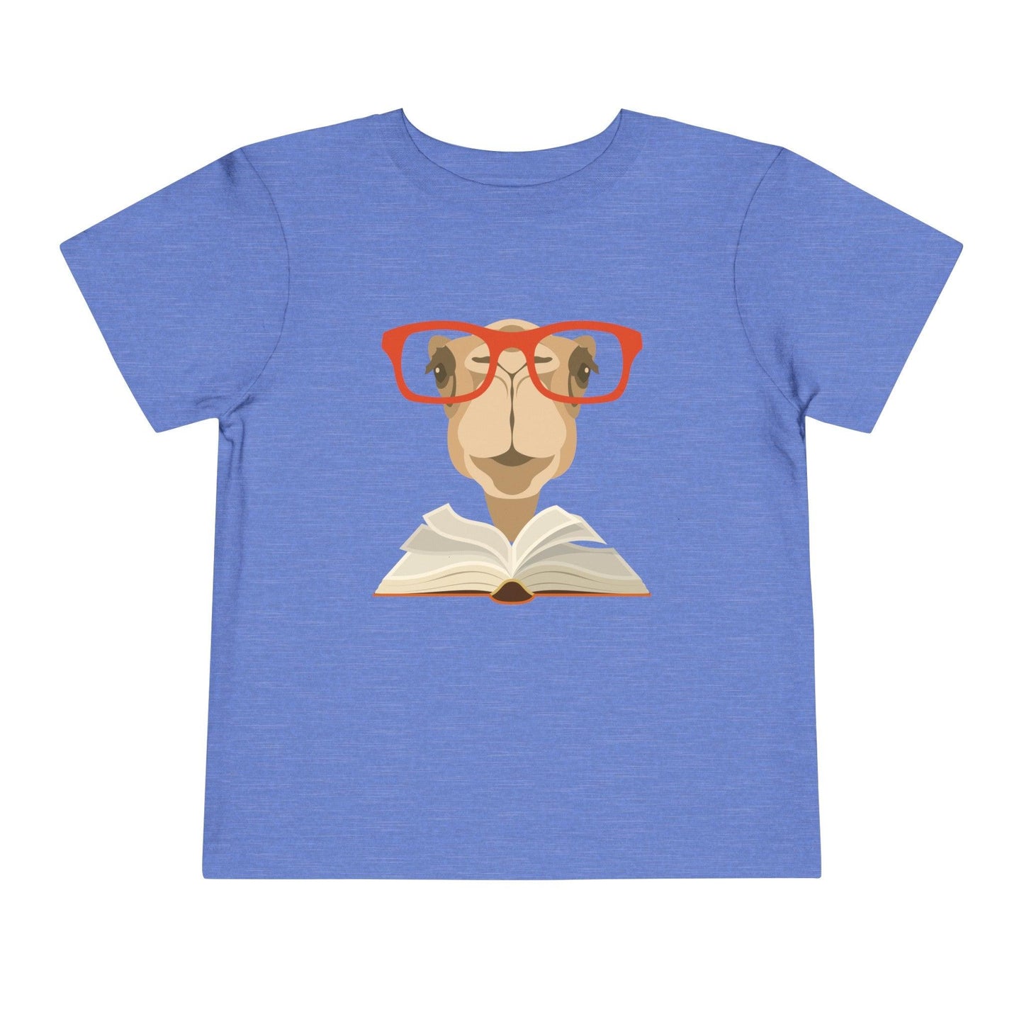 heather Columbia blue camel reading book toddler t shirt