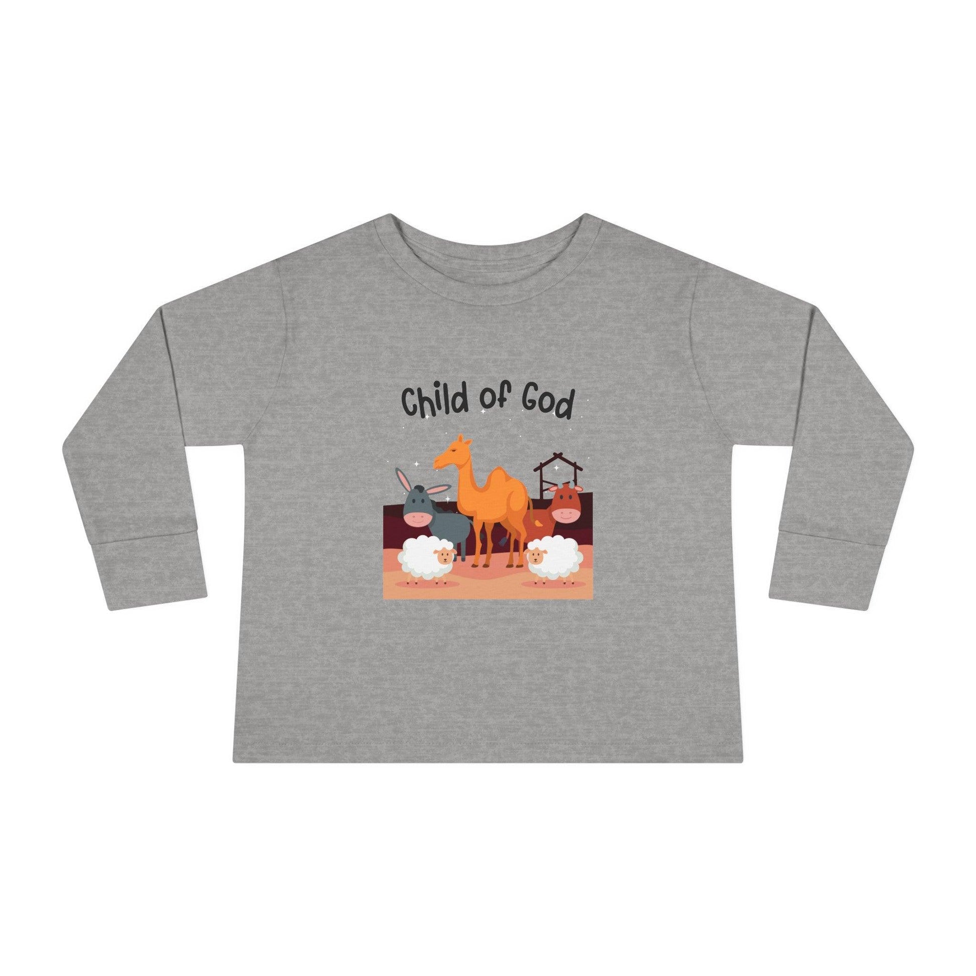 heather gray child of God toddler long sleeve shirt