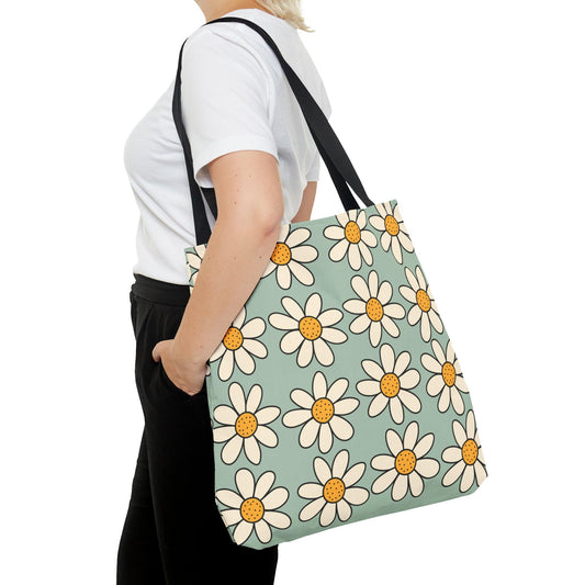 Daisies Tote Bag, Boho Daisies with All Over Print Tote, Plant Lady Bag, Gardener Accessory Bag