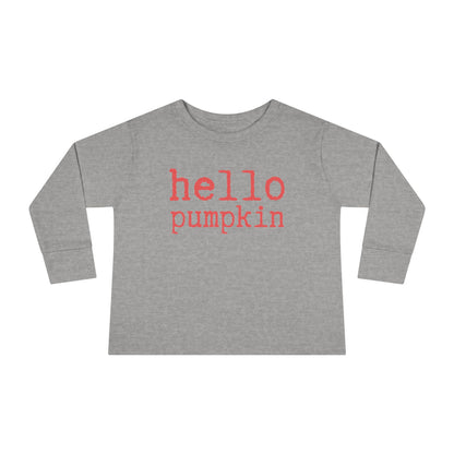 Hello Pumpkin Toddler Long Sleeve Tee Shirt heather