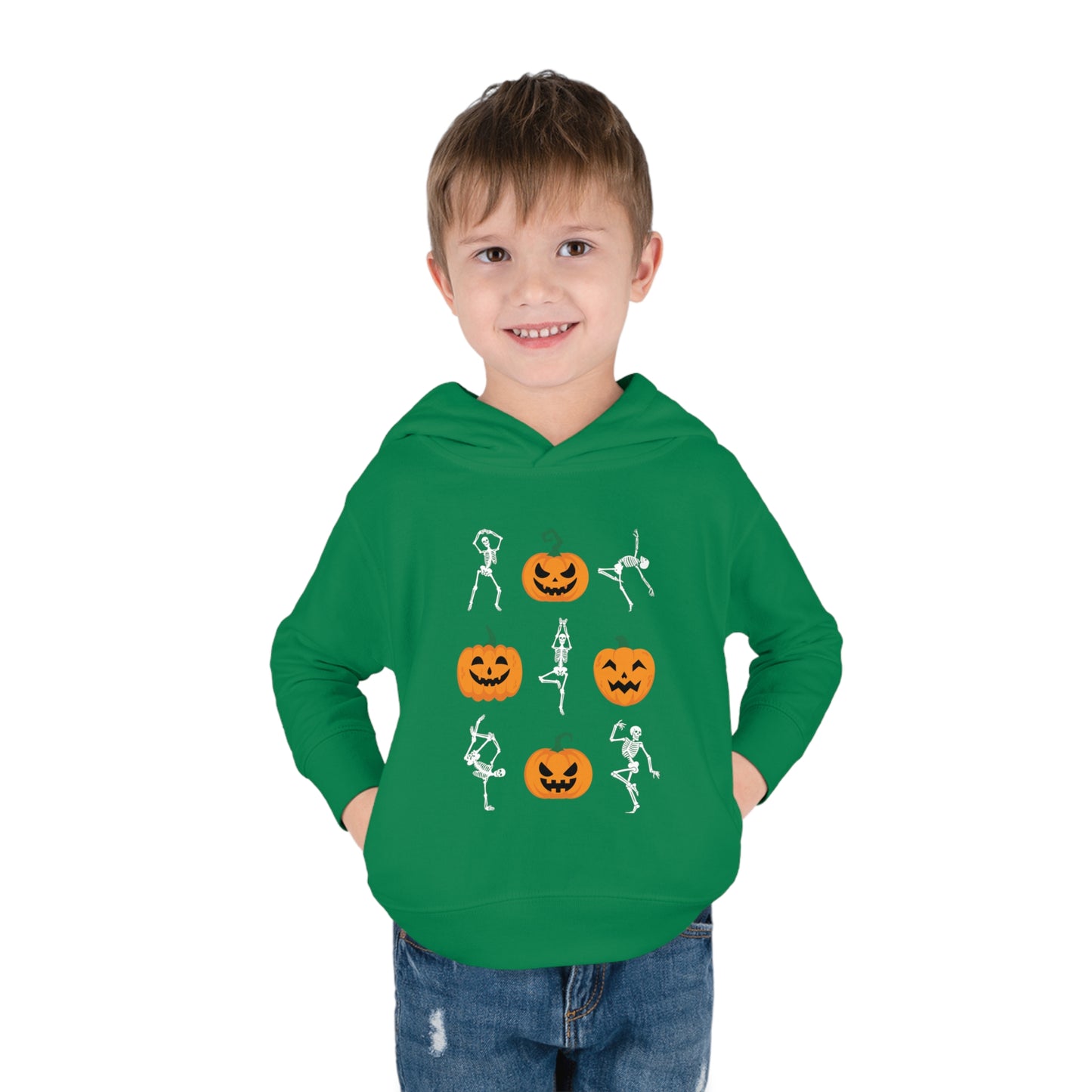 Pumpkins and Skeletons Halloween Fall Toddler Hoodie