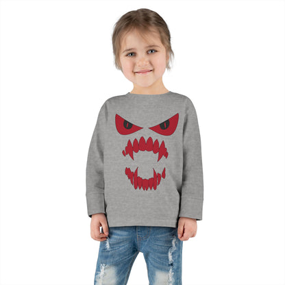 Scary Face Toddler Halloween Long Sleeve Shirt, Toddler Kids Face Shirt, Dracula Face Shirt