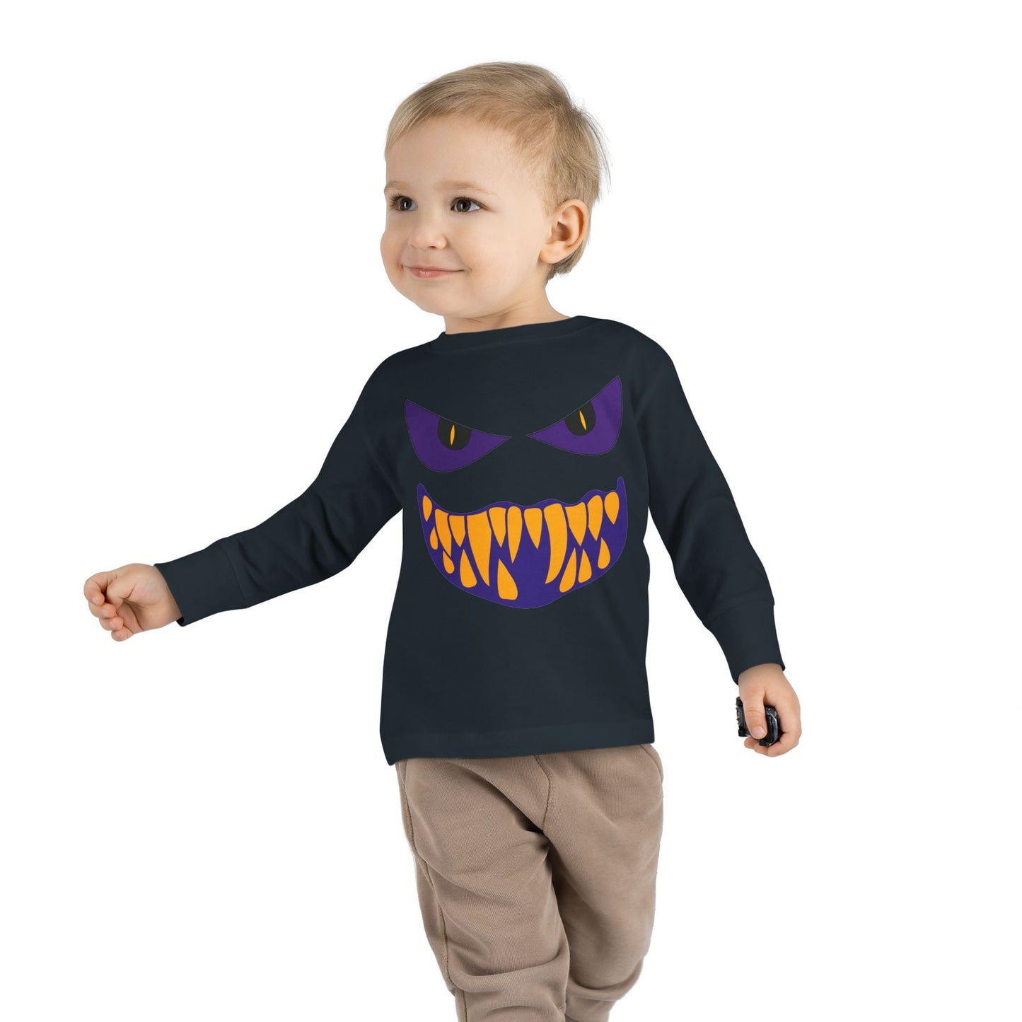 Scary Face Toddler Halloween Long Sleeve Shirt, Toddler Kids Face Shirt, Dracula Face Kids Shirt