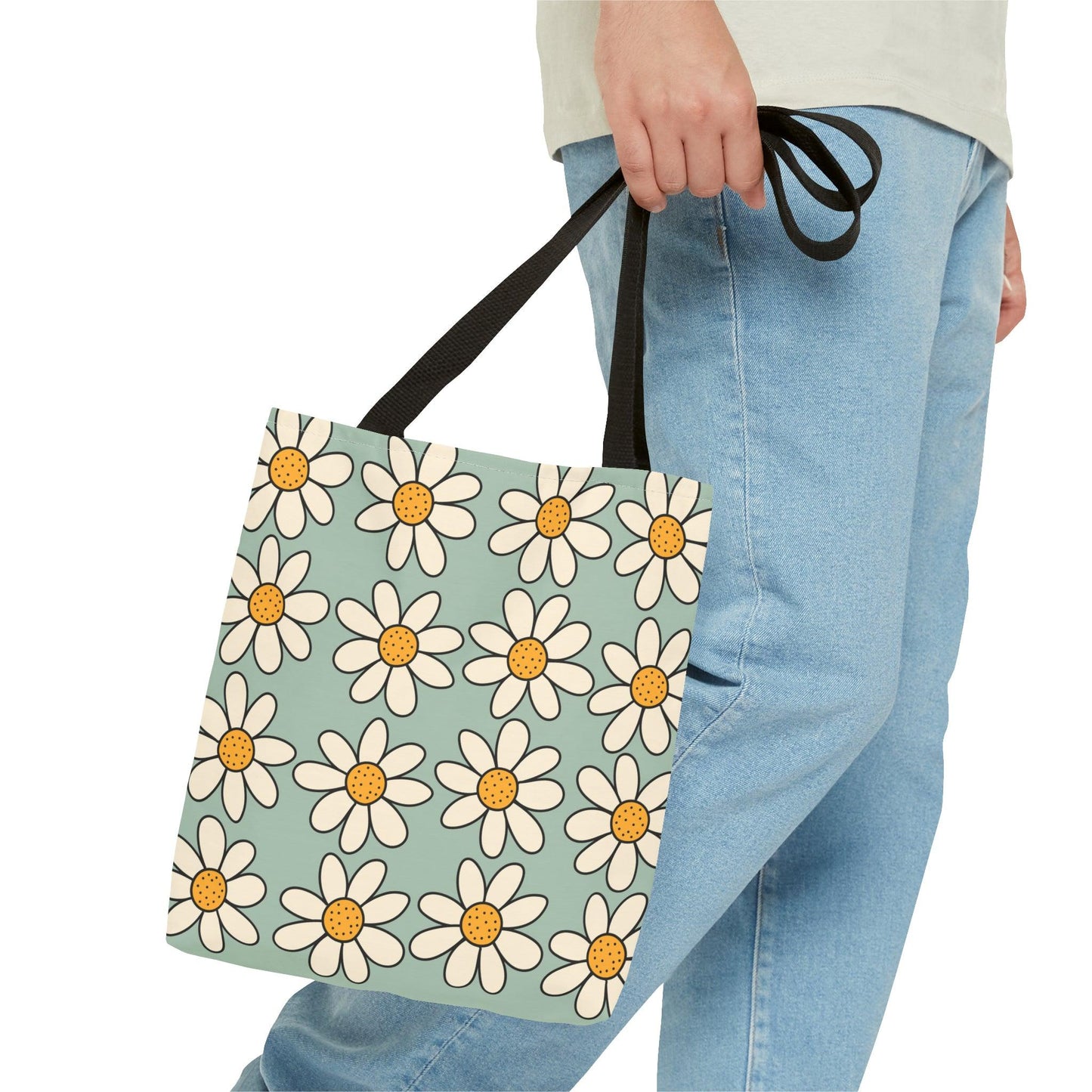 Daisies Tote Bag, Boho Daisies with All Over Print Tote, Plant Lady Bag, Gardener Accessory Bag