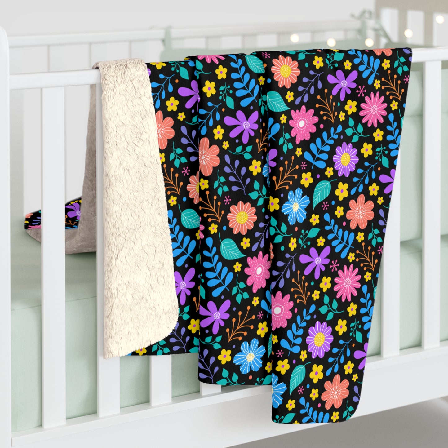 flower blanket on crib