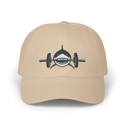 Shark with Barbell Embroidered Hat