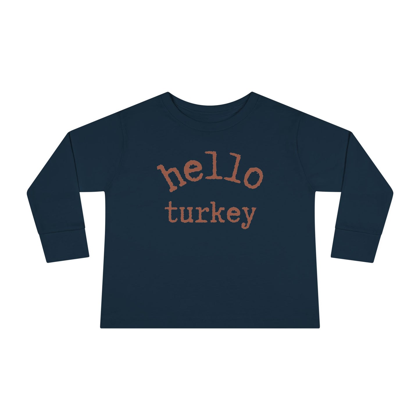 Hello Turkey Long Sleeve Toddler Tee Shirt navy