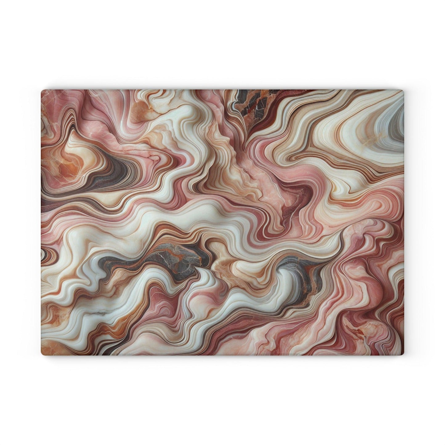 Marble Look Glass Cutting Board Pinks Grays and Browns large board