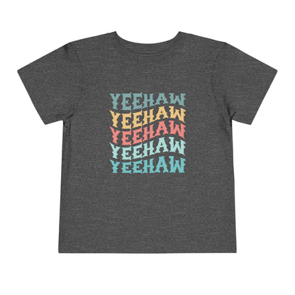 dark heather gray yeehaw cowboy toddler t shirt