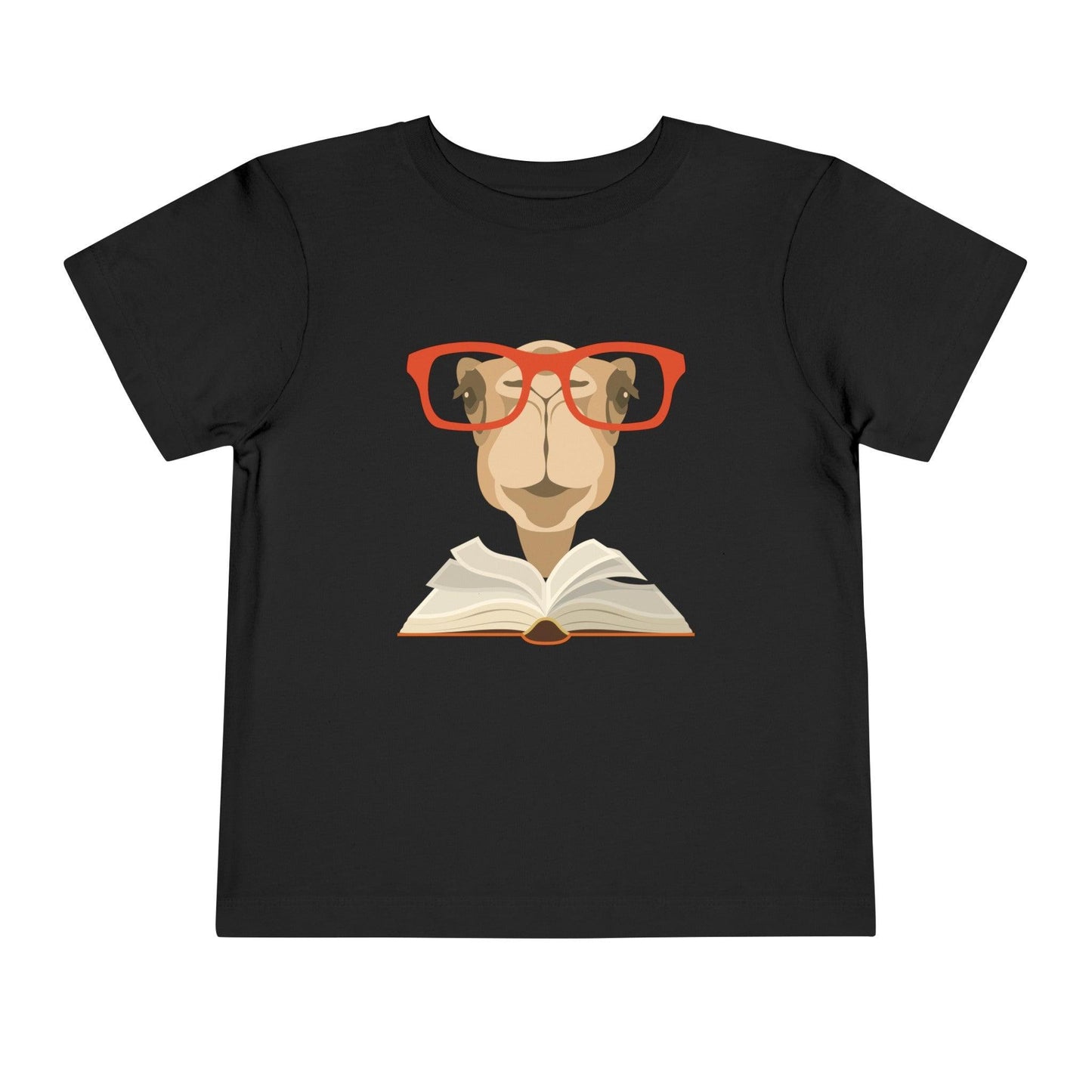 black camel reading book toddler t shirt