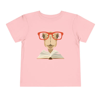 pink camel reading book toddler t shirt