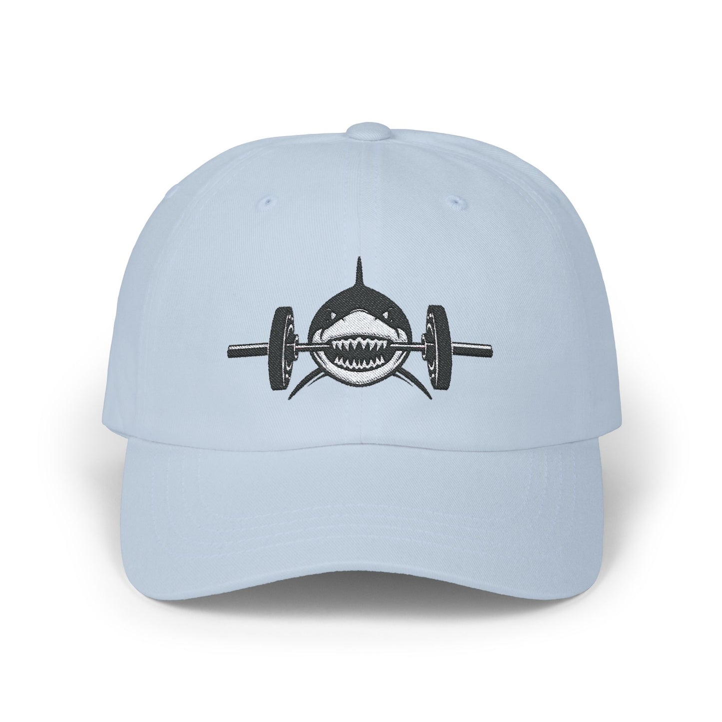 Shark with Barbell Embroidered Hat