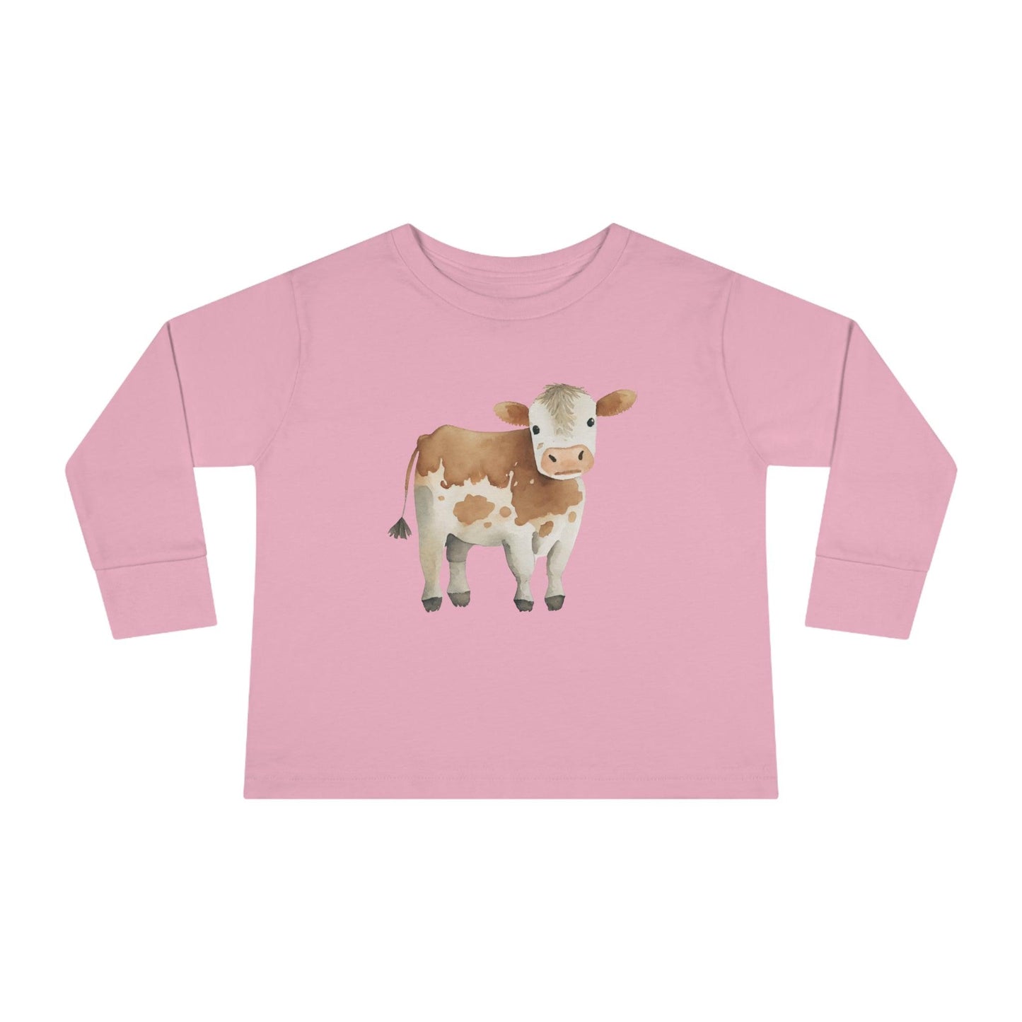 pink heather cow toddler long sleeve shirt