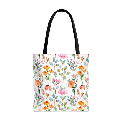 Floral Tote Bag, Beautiful Flowers with All Over Print Tote, Botanical Bag, Gardener Accessory Bag