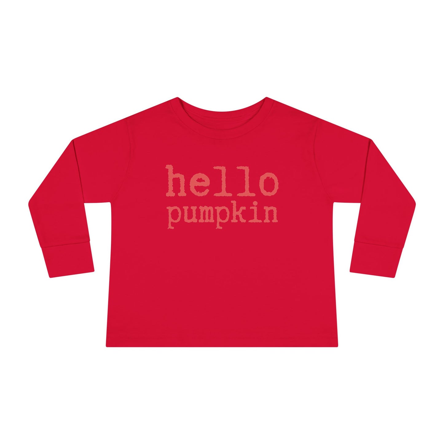 Hello Pumpkin Toddler Long Sleeve Tee Shirt red