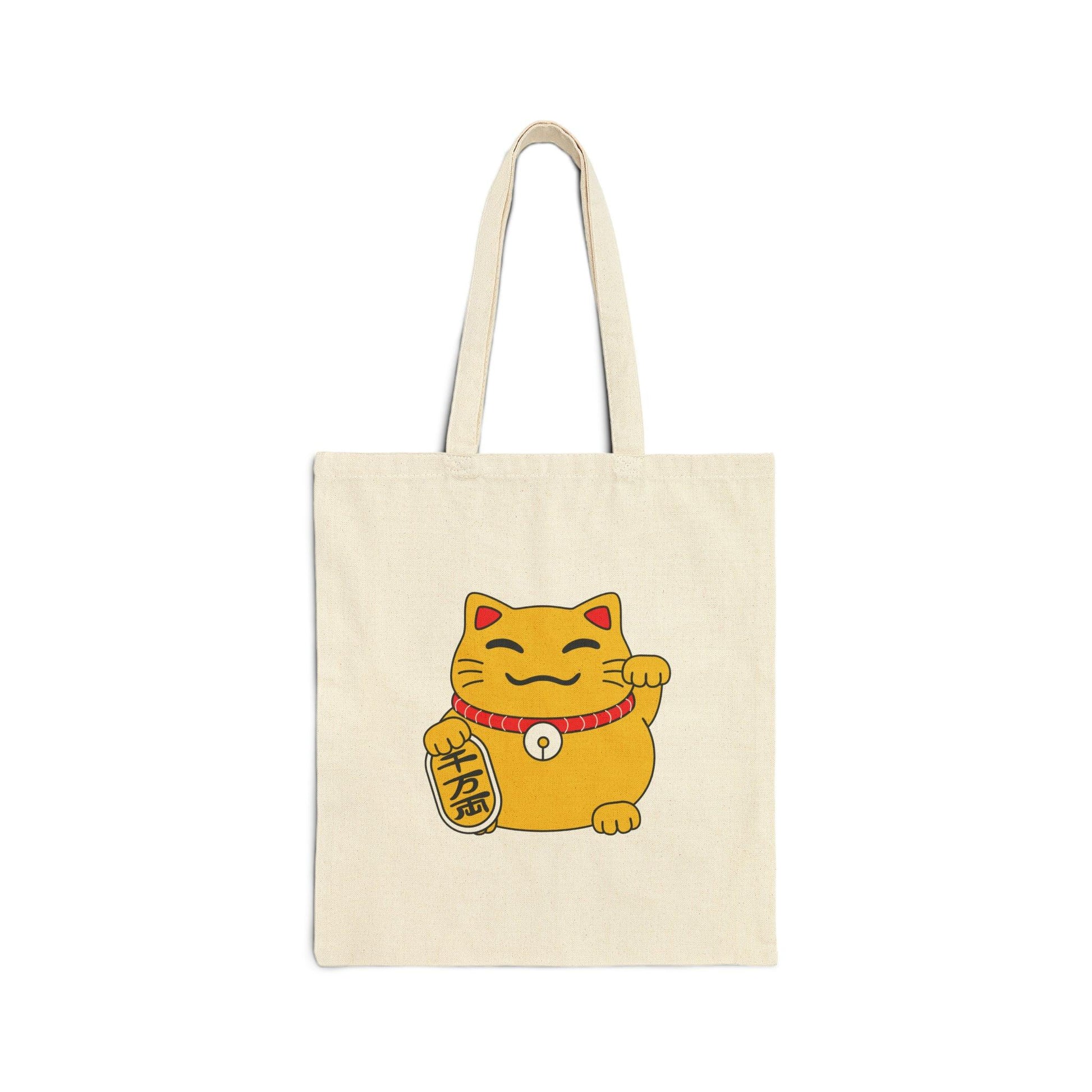 chinese cat canvas tote bag natural