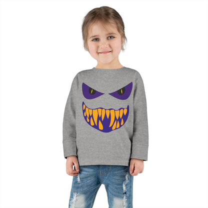 Scary Face Toddler Halloween Long Sleeve Shirt, Toddler Kids Face Shirt, Dracula Face Kids Shirt