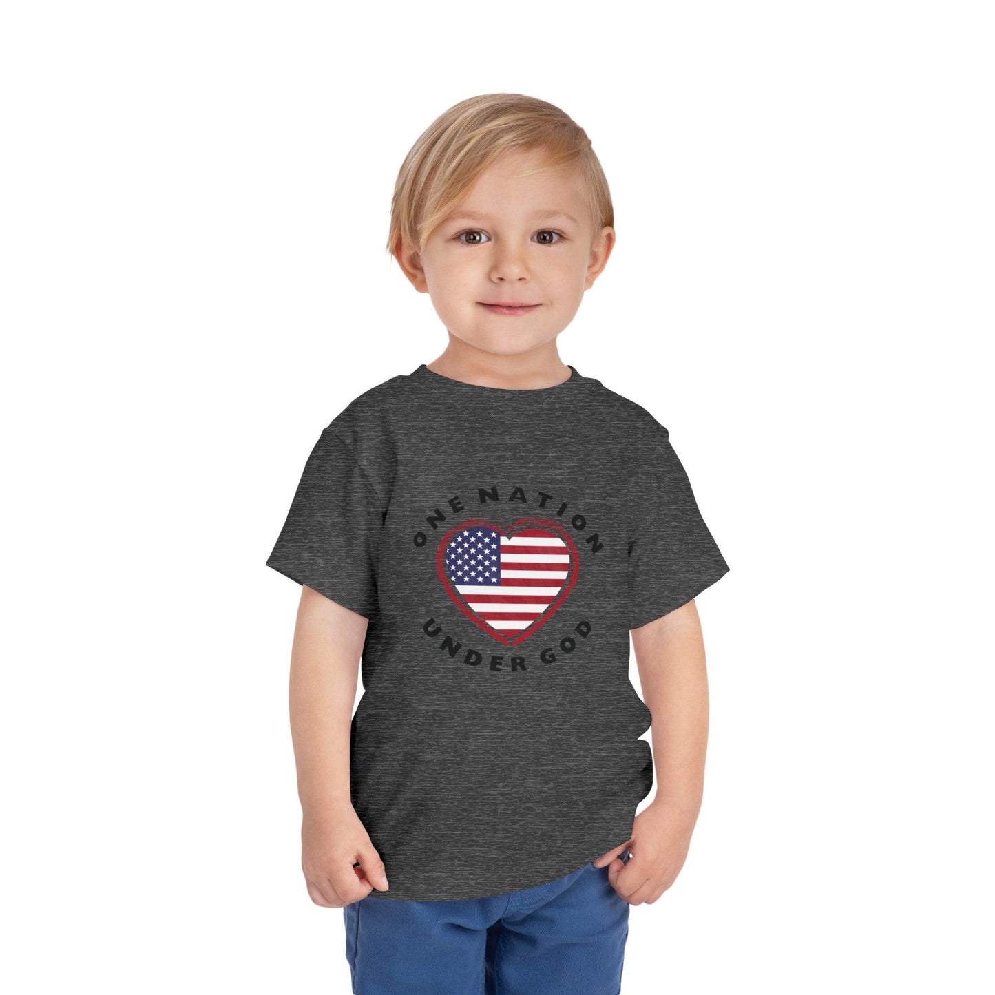 One Nation Under God Toddler T-Shirt, Kids Patriotic Shirt, 4th of July