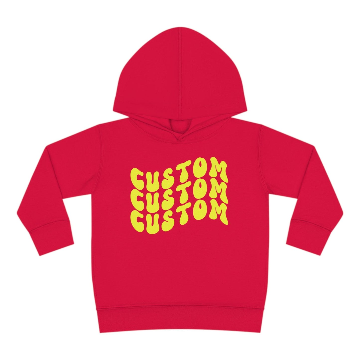 red personalized toddler hoodie front side print