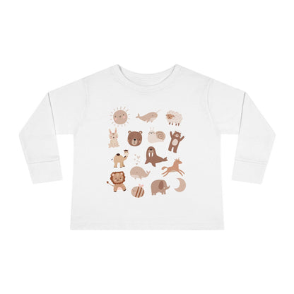 white boho animal toddler long sleeve shirt