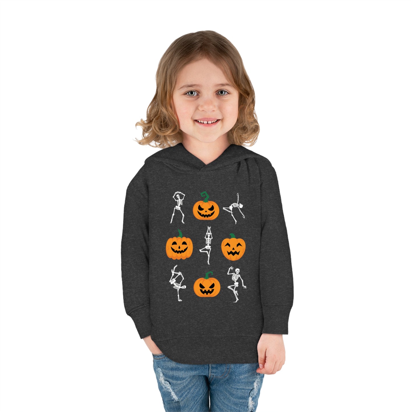 Pumpkins and Skeletons Halloween Fall Toddler Hoodie