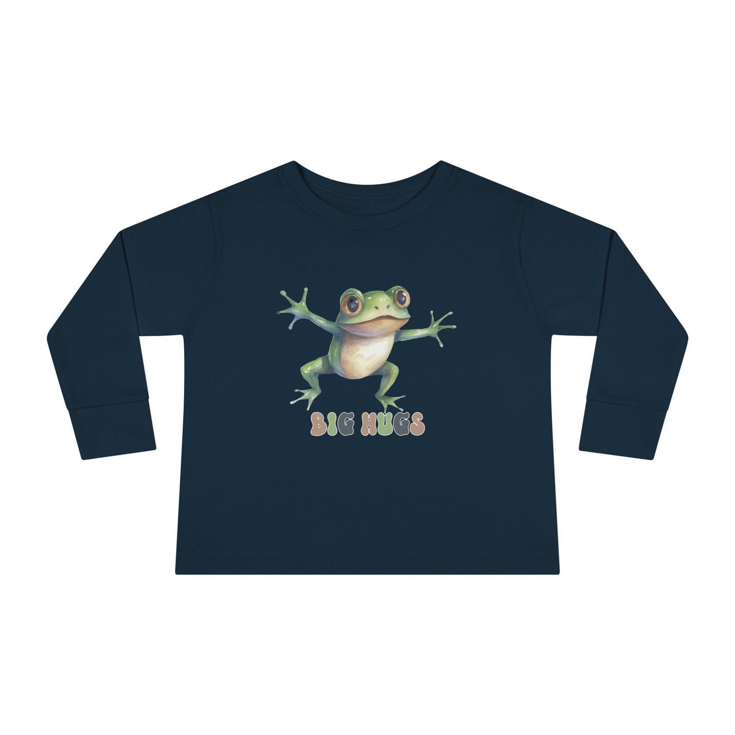 navy frog big hugs toddler long sleeve shirt