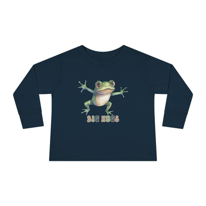 navy frog big hugs toddler long sleeve shirt