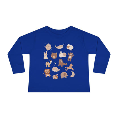 royal blue boho animal toddler long sleeve shirt