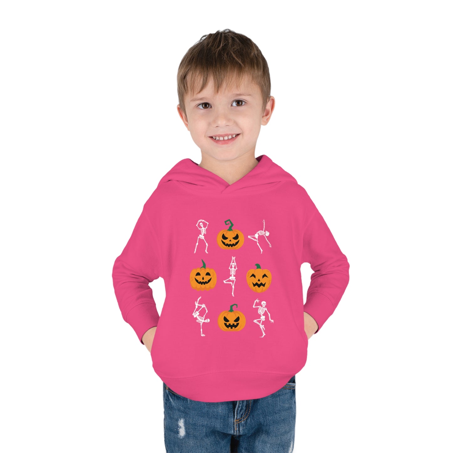 Pumpkins and Skeletons Halloween Fall Toddler Hoodie