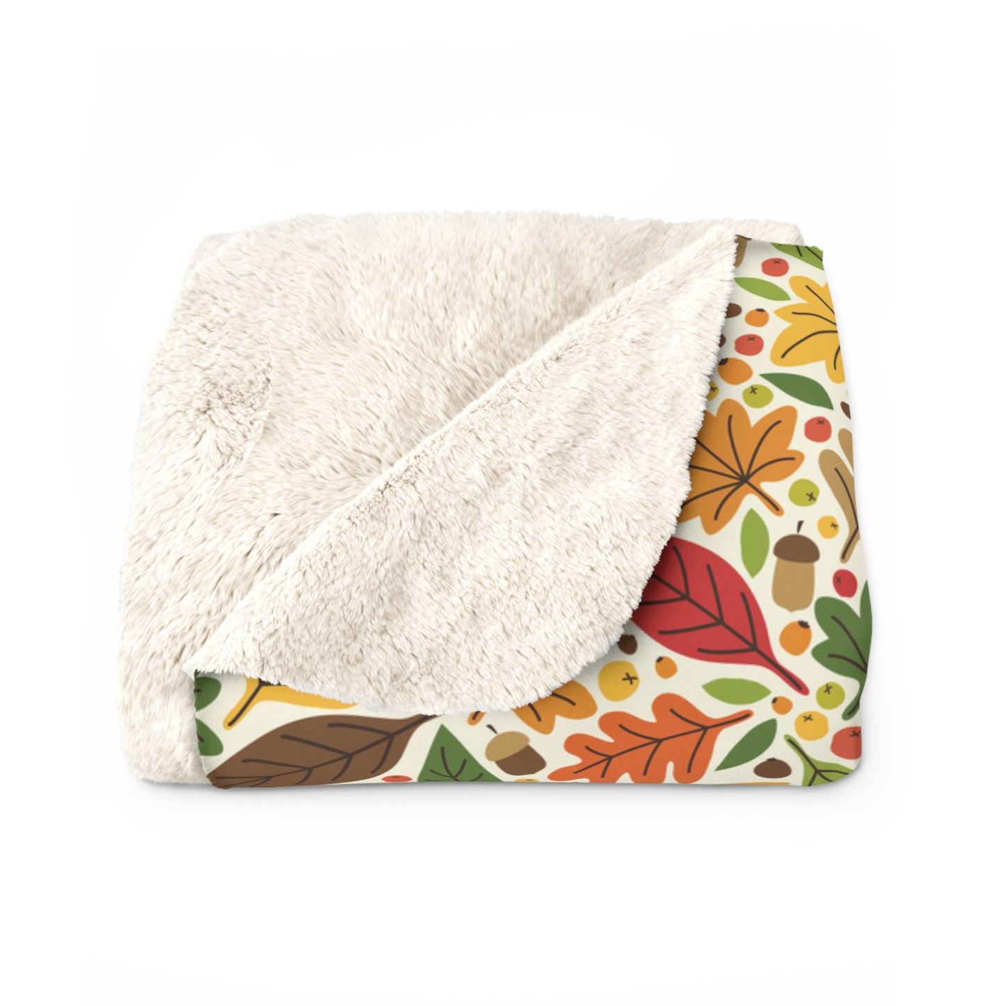 Autumn Leaves Sherpa Blanket, Fall Leaves and Acorns Fleece Blanket