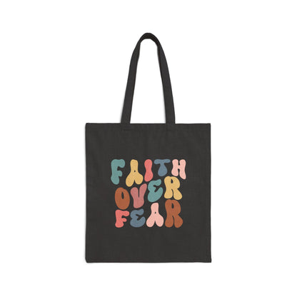 Faith Over Fear Canvas Tote Bag, Christian Bag, Pastor Gift