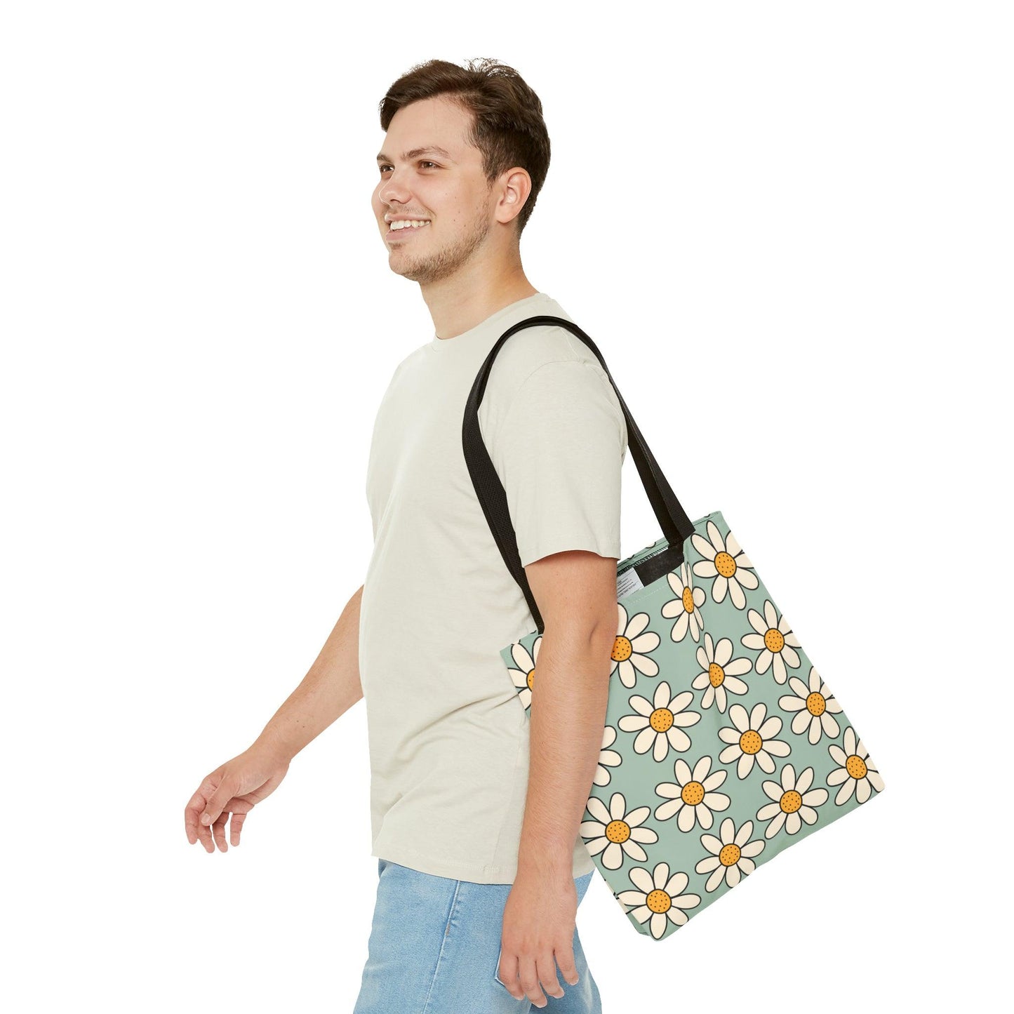 Daisies Tote Bag, Boho Daisies with All Over Print Tote, Plant Lady Bag, Gardener Accessory Bag