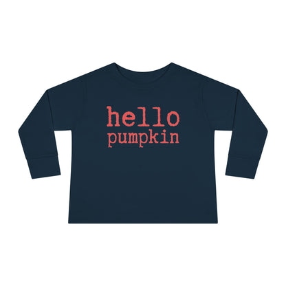 Hello Pumpkin Toddler Long Sleeve Tee Shirt navy