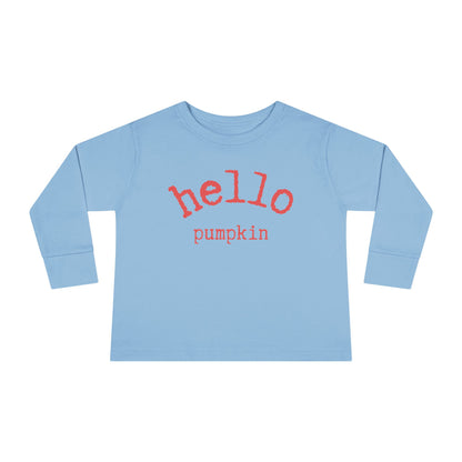  Hello Pumpkin Toddler Long Sleeve Tee Shirt light blue