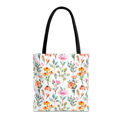 Floral Tote Bag, Beautiful Flowers with All Over Print Tote, Botanical Bag, Gardener Accessory Bag