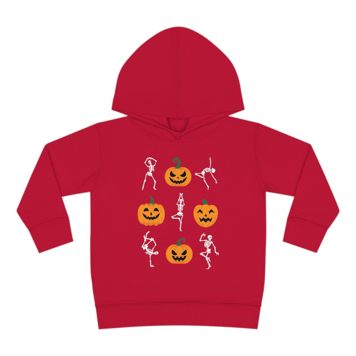 Pumpkins and Skeletons Halloween Fall Toddler Hoodie vintage red