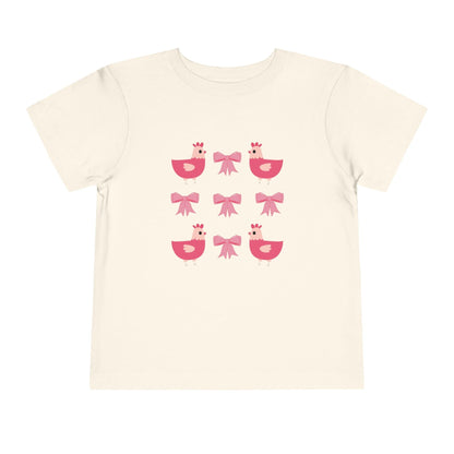 natural chicken and bows toddler girl shirt