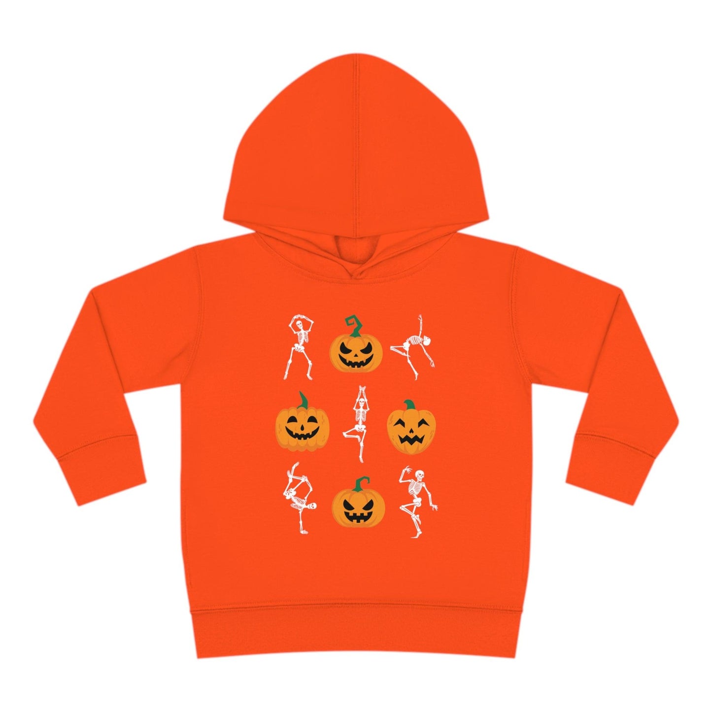 Pumpkins and Skeletons Halloween Fall Toddler Hoodie orange