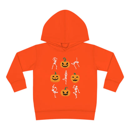 Pumpkins and Skeletons Halloween Fall Toddler Hoodie orange