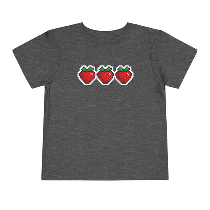 heather dark gray strawberries pixelated sticker toddler t shirt