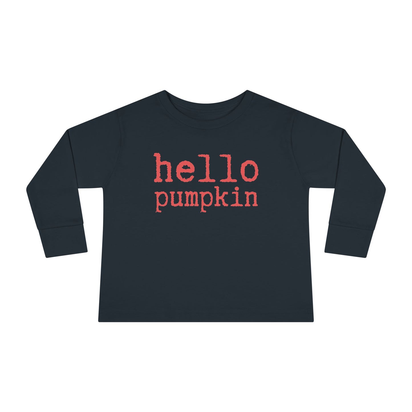 Hello Pumpkin Toddler Long Sleeve Tee Shirt black