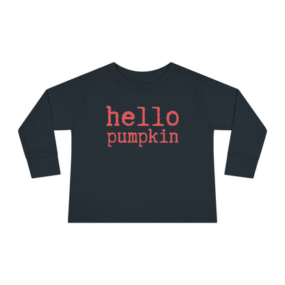 Hello Pumpkin Toddler Long Sleeve Tee Shirt black