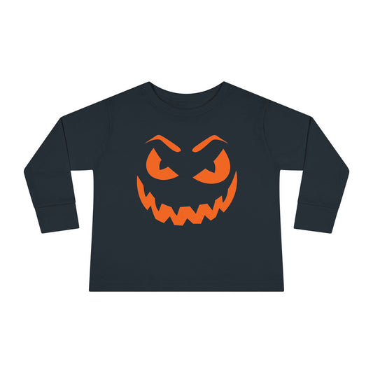 Scary Face Toddler Pumpkin Halloween Long Sleeve Shirt black