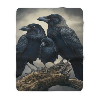 Crow Blanket, Crow Family Sherpa Fleece Blanket, Throw Blanket